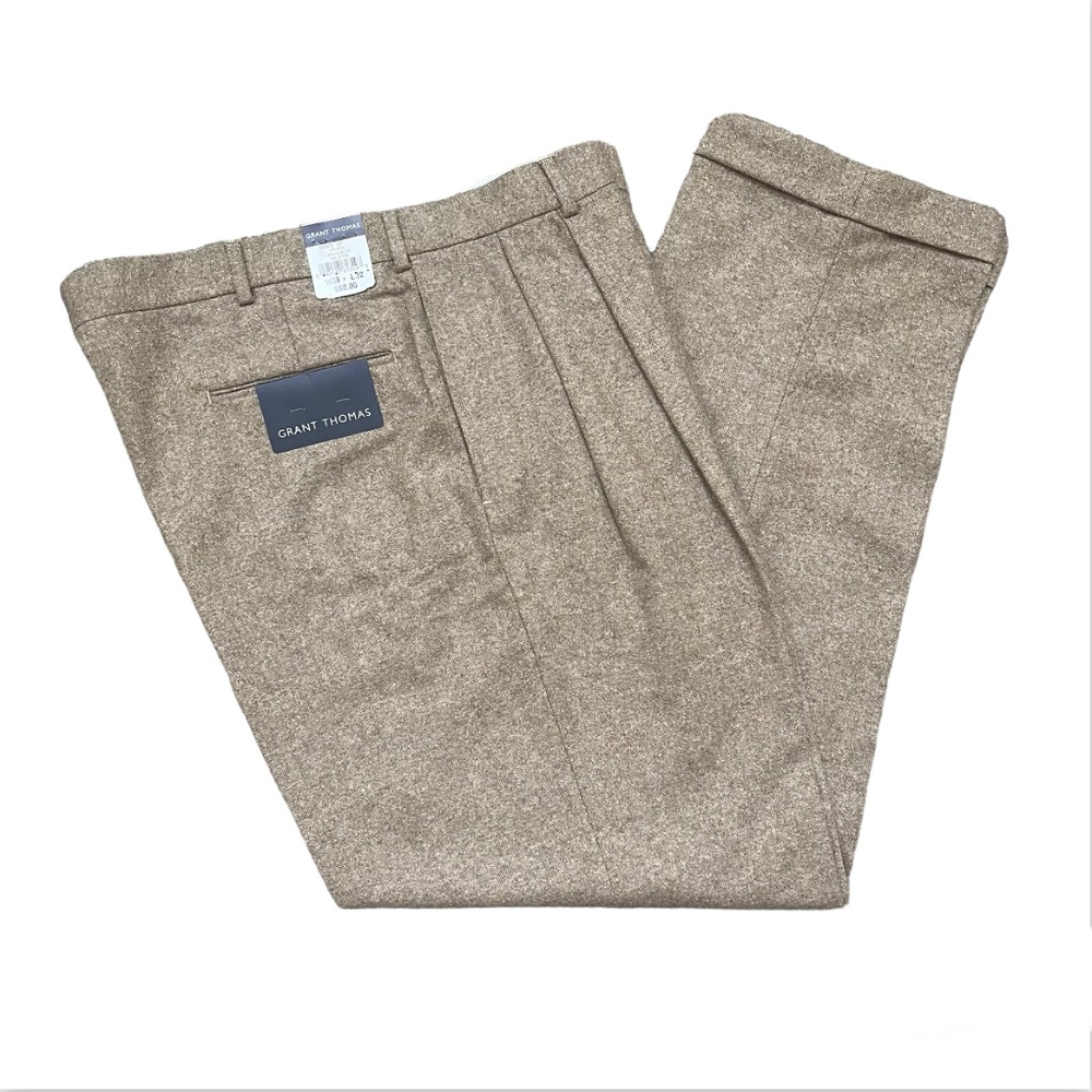 Grant Thomas pleated chino blend pants 38 x 32, NEW WITH TAGS